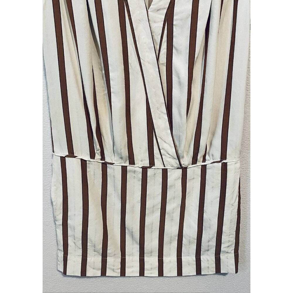 Zara Dress Womens Medium Red White Striped Mini Faux Wrap Pleated Pockets Boho - Picture 4 of 7